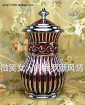 Special price Russia Z4 color tin metal tooth sign cylinder box barrel silver deep red big belly castle gift box thick and heavy European style