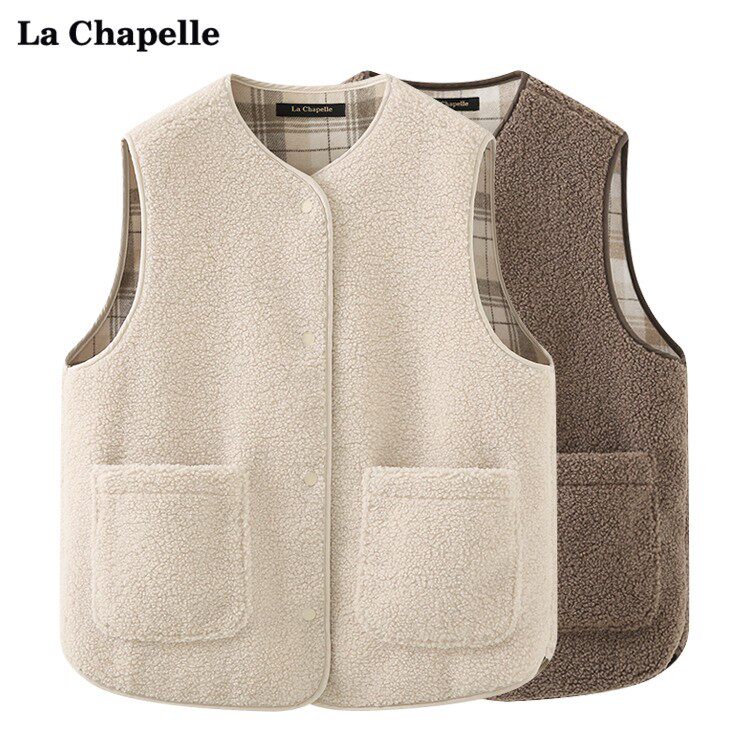 Lasciabel LaChapelle faces two sides wearing gge imitation lamb Machia women's autumn loose outside wearing a round collar manclip-Taobao