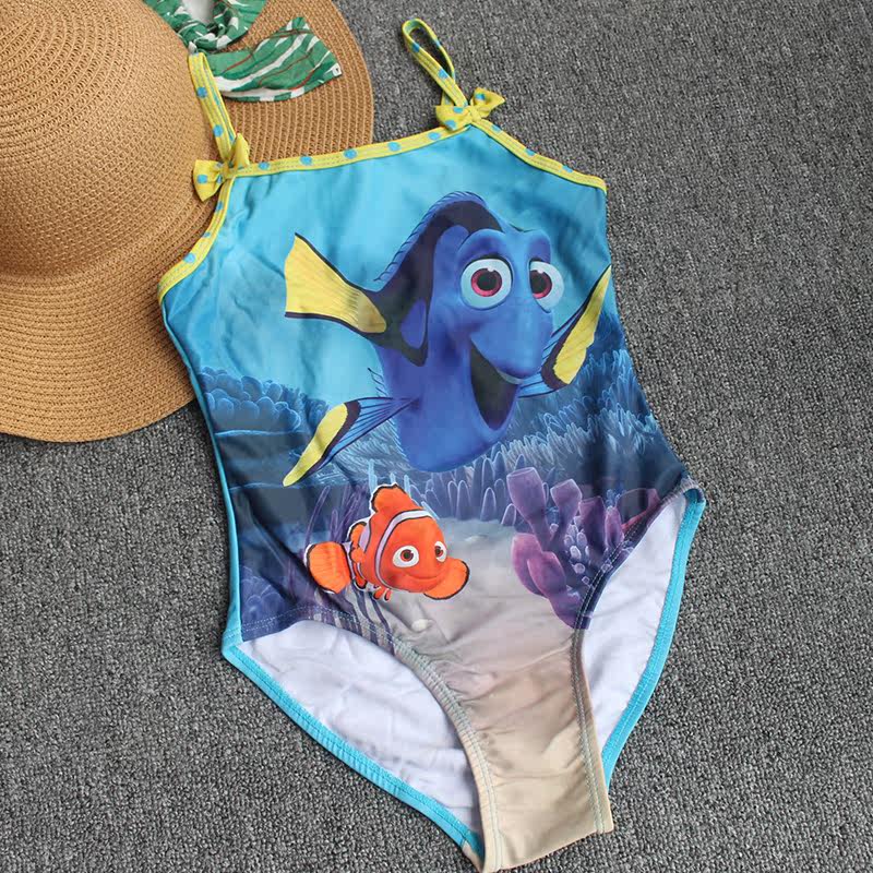 Children swimsuit foreign trade single cartoon girl with body speed dry swimsuit print pattern individuality fashion Korean version children