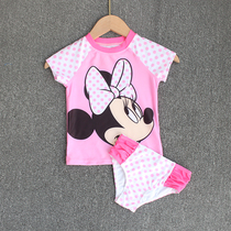 Small discount children split swimsuit cute female child swimming two-piece short sleeve triangle sunscreen quick-drying