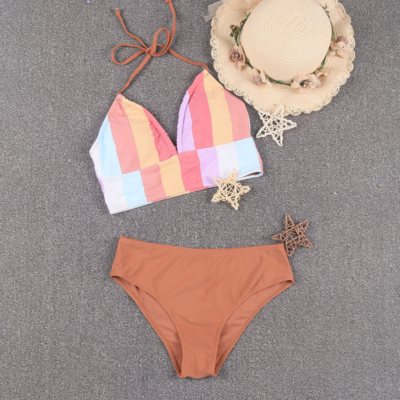 Small Discounts Fashion Bikini Split Swimsuit Ladies Casual Holiday Beach Sunscreen Sunscreen Swimsuit-Taobao