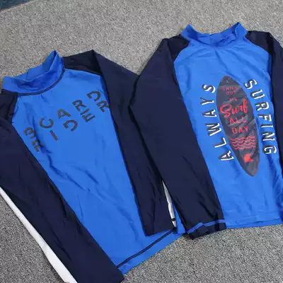 Boys swimsuit Long-sleeved sunscreen swimsuit two-piece top quick-drying nylon boys children's swimsuit Medium and large children's baby