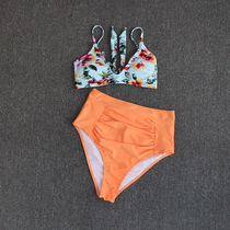 Small discount ▏ sexy high waist pleats thin Belly Belly bikini ladies triangle double shoulder strap tether sunscreen