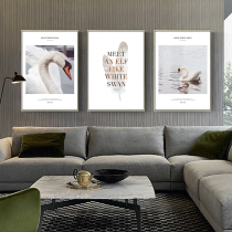 2794 Holy White Swan Nordic living room decorative painting metal frame wall painting simple hanging painting sofa background triple