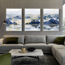 2859 living room decoration painting sofa background wall modern simple atmosphere triple hanging painting Nordic light luxury landscape art