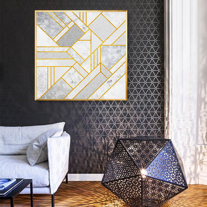 424 Dining room decorative painting Nordic entrance hanging painting Now abstract mural Square living room geometric mural
