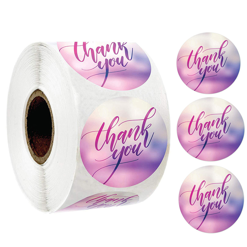 Personalized Thank You Stickers Packaging Decoration Sealing Labels Stickers Round Purple Stationery Stickers