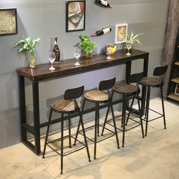 Solid wood bar table home against the wall high foot small long bar