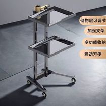 New Stainless Steel Beauty Hair Shop Barnet Red Small Cart Hair Salon Tool Haircut Hair Cut Folding Special Bronzing Car