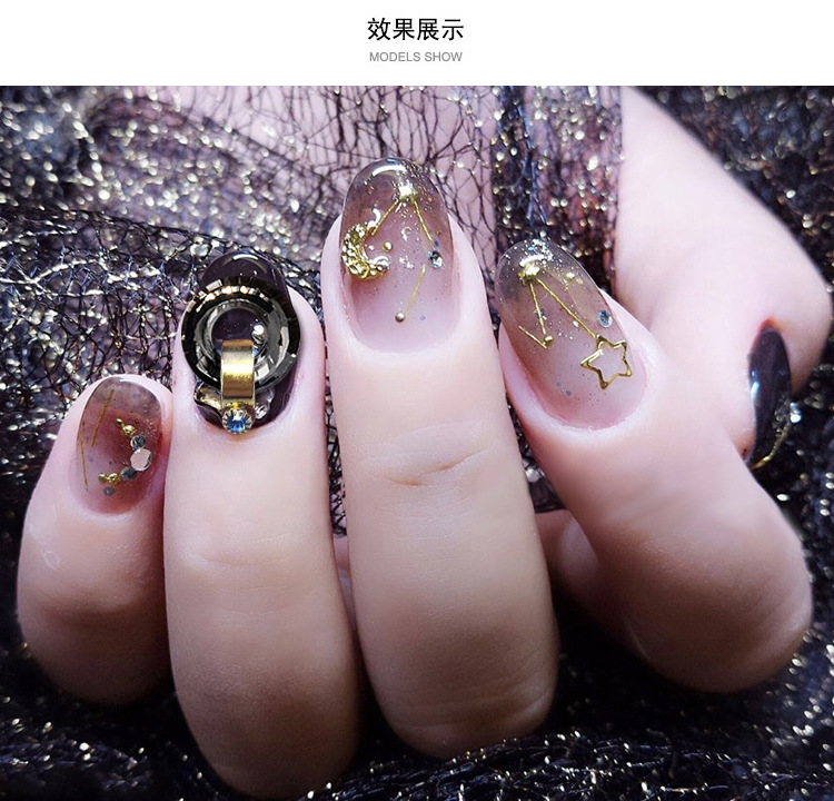2019 công cụ trang sức móng tay mới màu đỏ với các vòng tròn rỗng thiên thần vòng trang trí rhinestone cọ râu vẽ nail