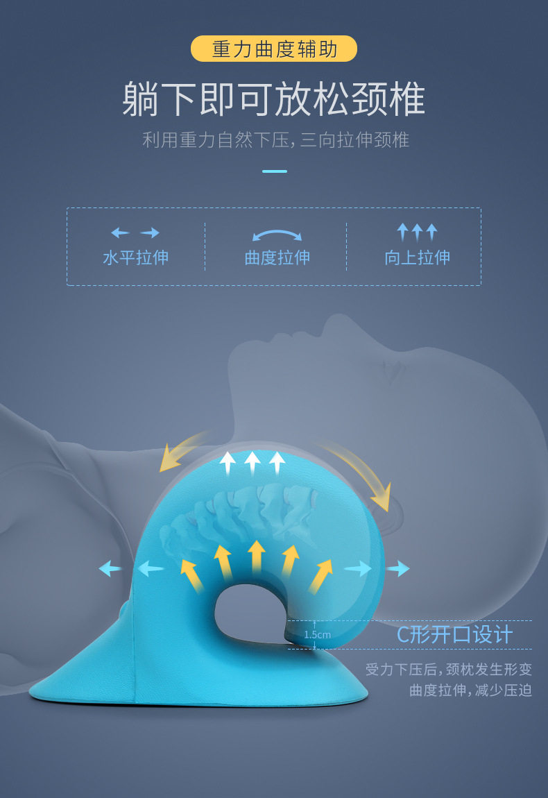 Подушка 单人颈椎枕修复颈椎变直反弓按摩牵引枕曲度矫正护颈枕消除富贵包 Other