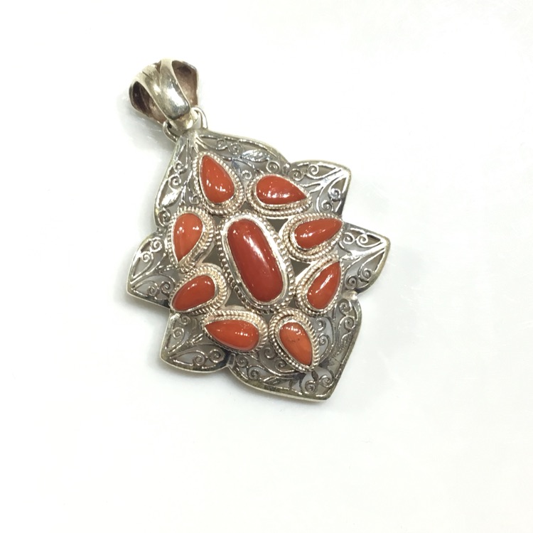 Nepal 925 silver pendant inlaid jewelry female sweater with long necklace accessories accessories for national wind jewelry