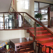 Glass staircase handrail staircase stainless steel pillar balcony guardrail Jin Risheng custom handrail