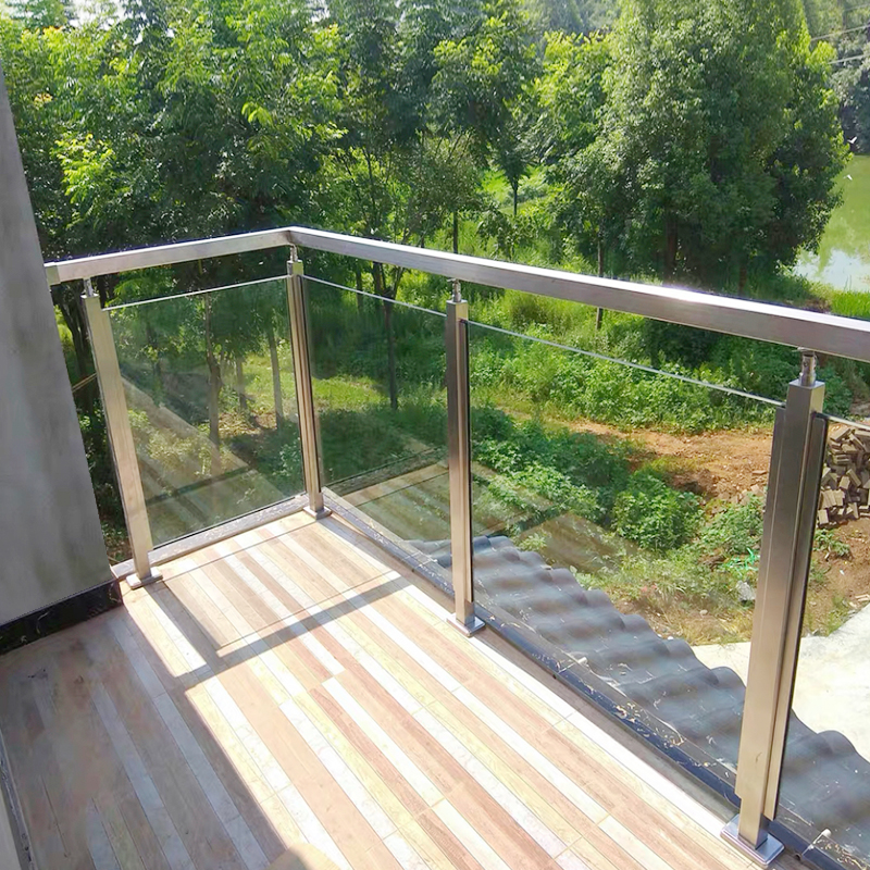 Stainless steel glass staircase handrail column guard railing balcony home indoor outdoor and outdoor works 304 fence