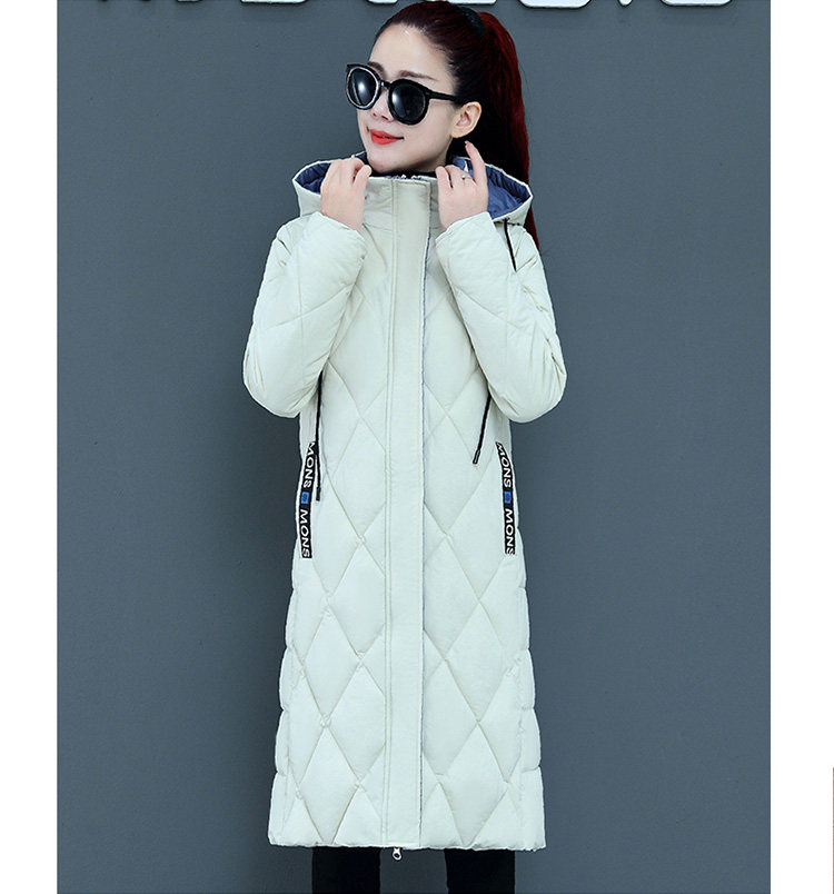 新款撞色棉衣女过膝中长款加厚修身显瘦菱形格大码外套冬详情22
