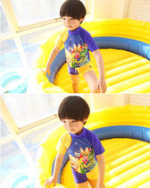 Childrens swimsuit boy swimming suit split swimming trunks baby sunscreen split swimsuit swimming cap set