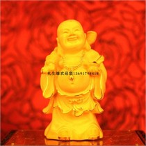 Maitreya Buddha ornaments velvet sand gold Buddha crafts high-grade exquisite home office lucky Feng Shui smile mouth often open
