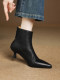 2025 New Autumn and Winter Boots, French Style White Ultra-Soft Sheepskin Mid-Heel Stiletto High-Heeled Shoes, Pointed-Toe High-Heeled Short Boots for Women