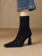 2025 New Style Super Stylish Sock Boots, Elastic Boots, Suede Slim Boots, Pointed Toe High Heels, High Heel Ankle Boots for Women