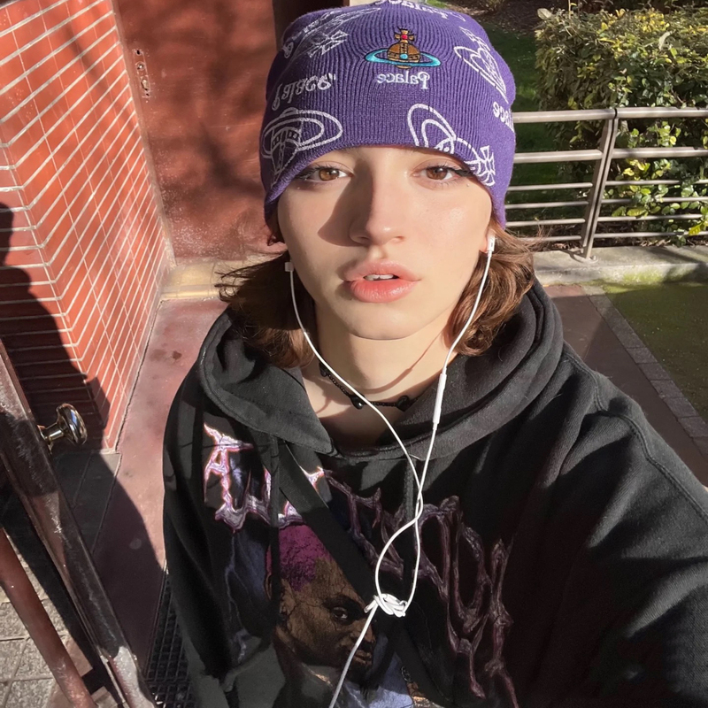Stu Woolen Hat Knitted Hat Vivien Saturn Print Collaboration Palac Headwrap Autumn and Winter Street Ski Cold Weather Hat Stu Woolen Hat Knitted Hat Vivien Saturn Print Collaboration Palac Headwrap Autumn and Winter Street Ski Cold Weather Hat