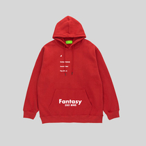  Jay Chou sweater Fantasiatrend loose pullover mens red sweater hooded 2018 autumn and winter bag