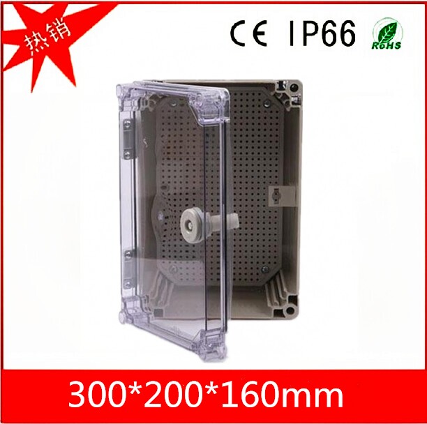 300*200*160mm fully transparent cover waterproof box instrument box outdoor hinge type waterproof box electrical box