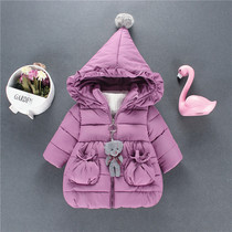 Girls winter down cotton coat 1 new little girl quilted jacket 2 thickened jacket 0-5-year-old female baby winter clothes 3 cotton clothes