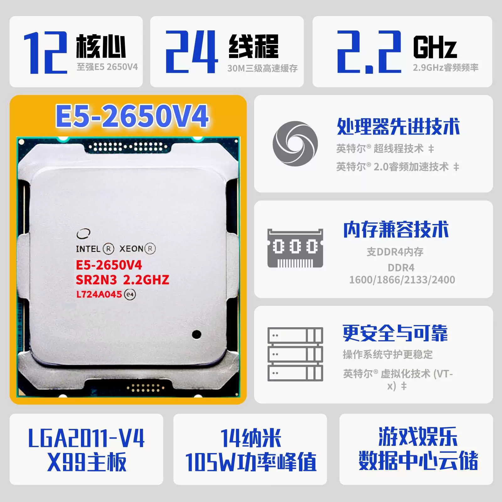 Процессор сервера Intel E5 2011-V3 слот высокопроизводительный CPU оптовый DDR4 процессор