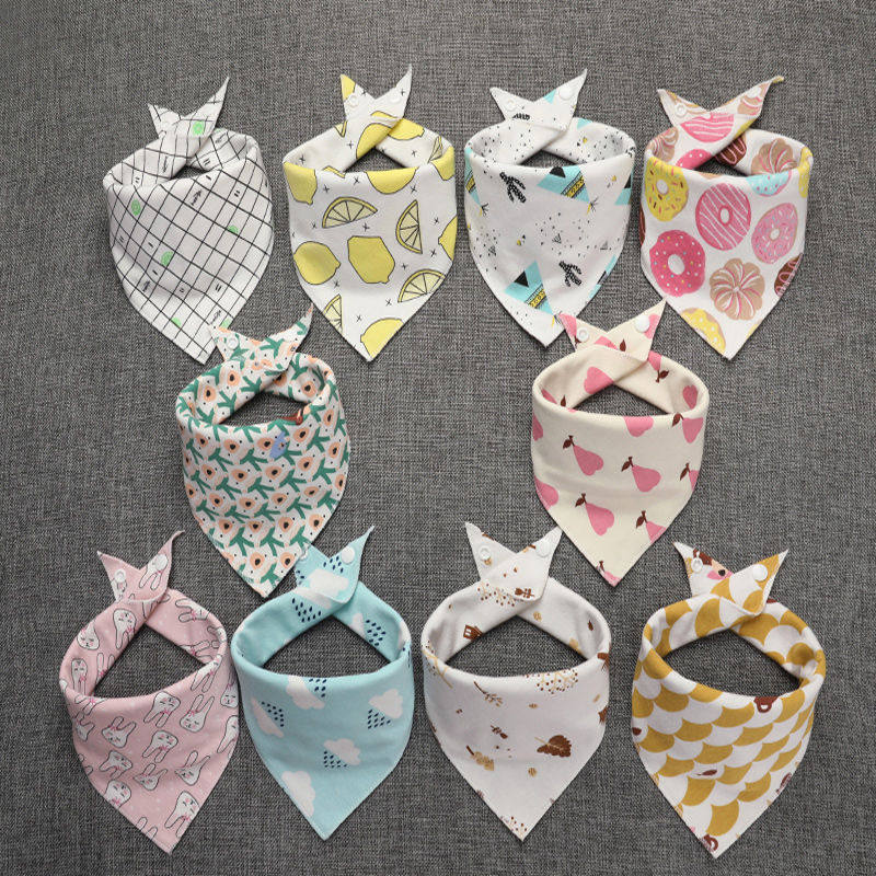 (large number 10 5 dress) Baby saliva towel Double face pure cotton baby triangular towel newborn child by buckle