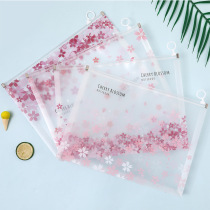 PP zipper bag A4 file bag thick waterproof plastic file bag office test paper storage bag ring pull side bag
