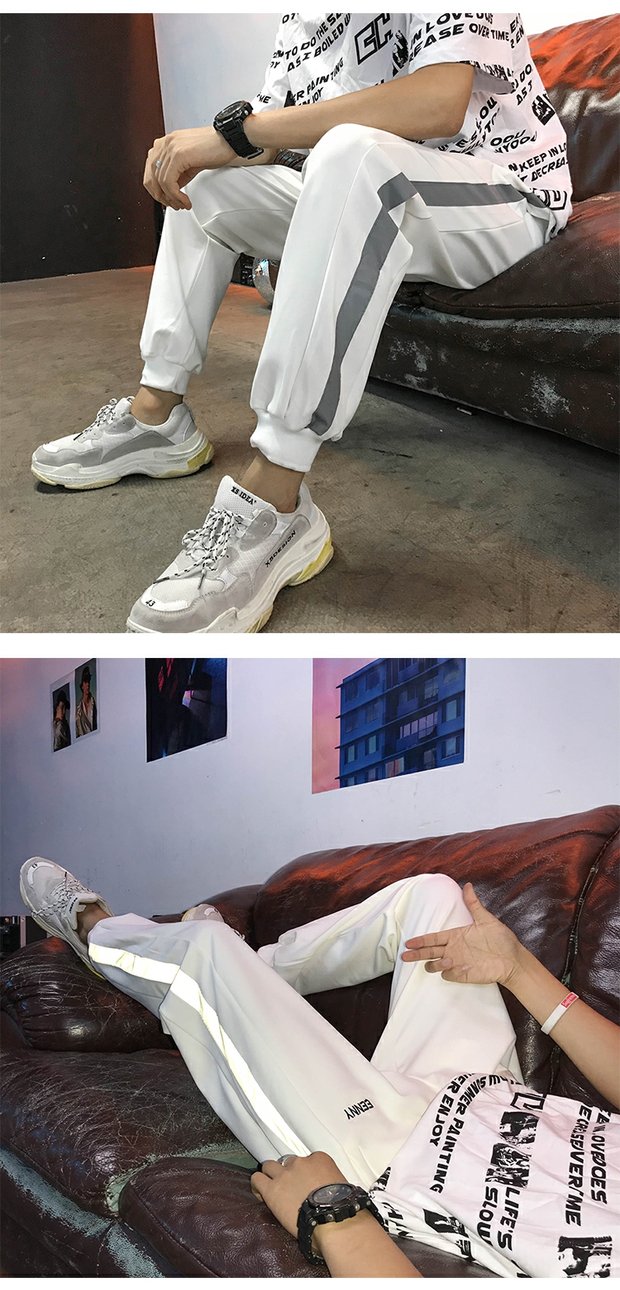 Quần siêu cháy quần nam và nữ hiphop lỏng chân dầm quần đôi thủy triều quốc gia phản chiếu quần Harlan thể thao giản dị quần dài nam