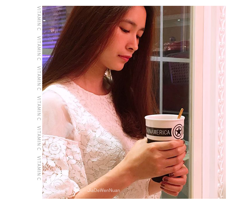Sáng tạo được bảo hiểm Muỗng Cup Cup Cốc cà phê Cốc sữa Cup Cup Trà Phim hoạt hình Cặp đôi văn phòng với Cup - Tách cốc giữ nhiệt lock and lock