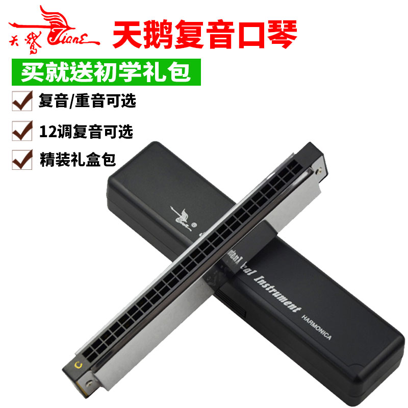 Swan harmonica 24-hole polyphonic C tune A B C D EFG tune Beginner Children adult beginner teaching performance level