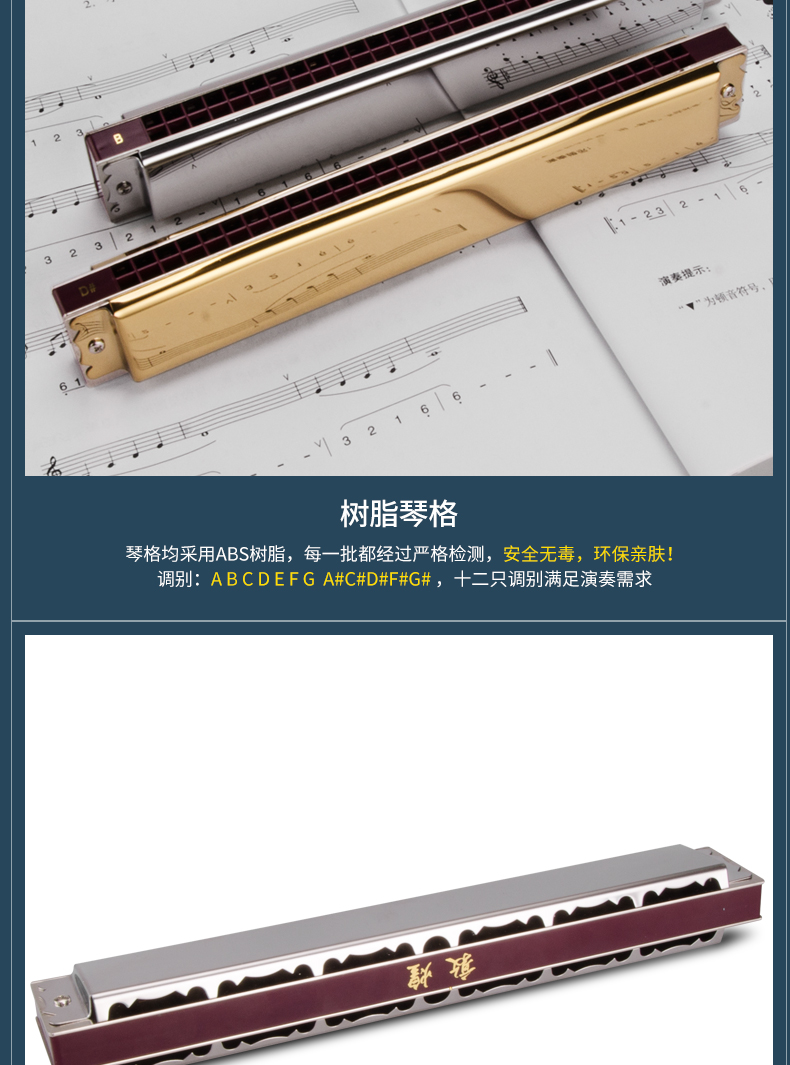 Thượng Hải Dunhuang Harmonica 28 lỗ cao cấp chuyên nghiệp trình diễn đa cấp 12/7 giai điệu đầy đủ bộ quà tặng dụng cụ - Nhạc cụ phương Tây đàn nguyệt cầm