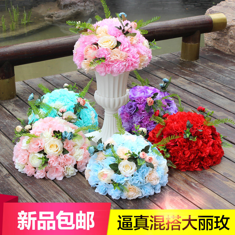 Wedding simulation flower art new road lead flower olive rose flower Roman column road lead flower T stage flower art stage flower art