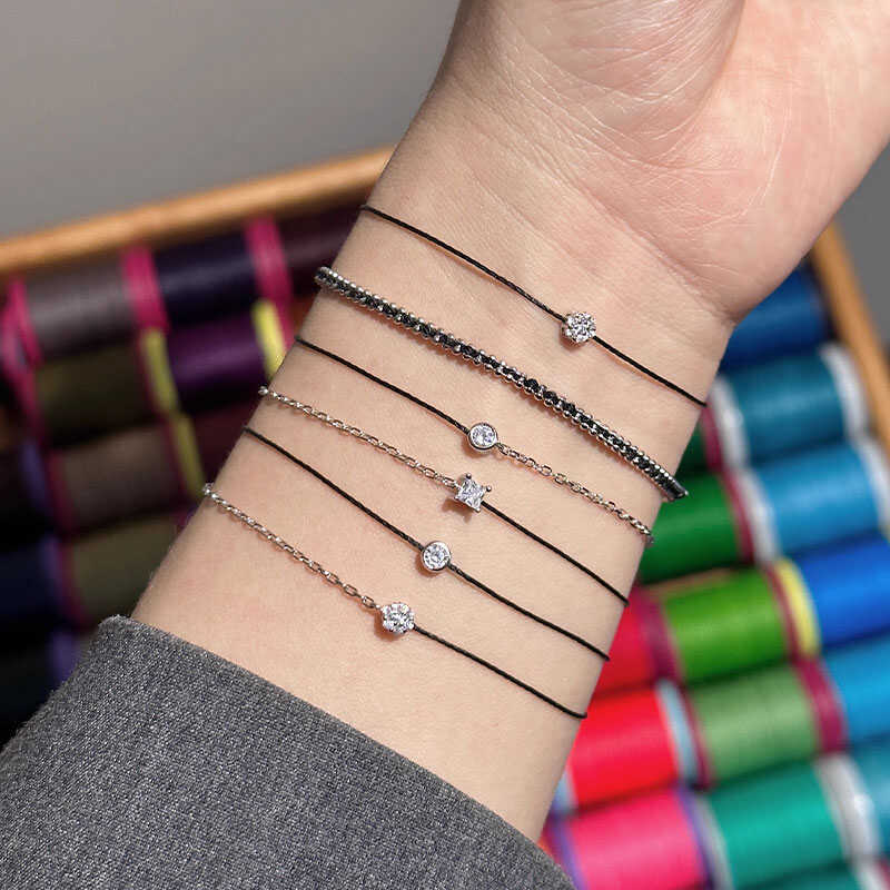 Wang Chang's Same Style Paris Red Rope Couple Bracelet, Good Luck Design, High Aesthetic Black Rope Bracelet and Anklet, Adjustable for Couples