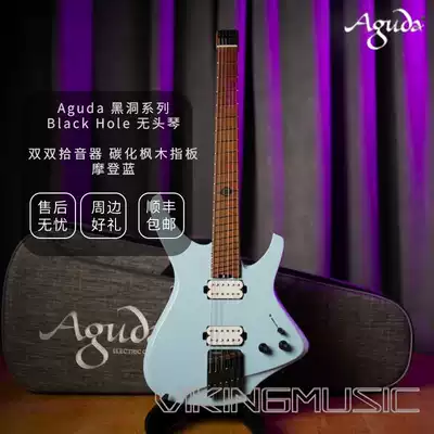 (Viking piano) Aguda Aguda BLACK HOLE blue headless electric guitar 6 strings