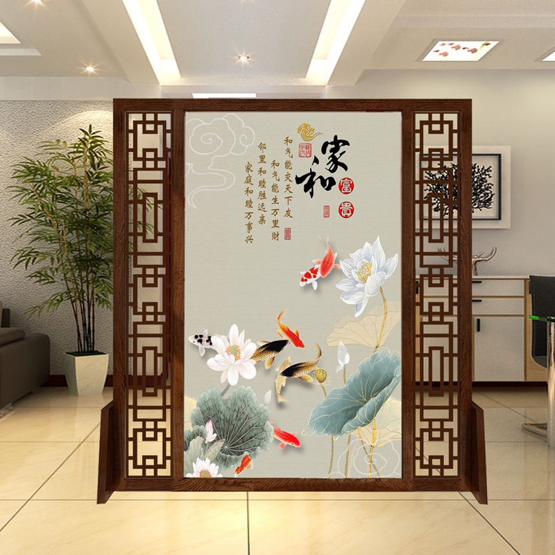 New Chinese-style Screen partition Living room minimalist modern office entrance into the house Xuanguan solid wood hollowed-out bedroom Jiuyu seat screen