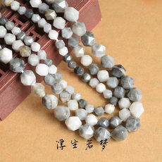 DIY аксессуары 纯天然灰鹰眼石钻石面菱形多切面散珠 diy手工 串珠手作材料配件