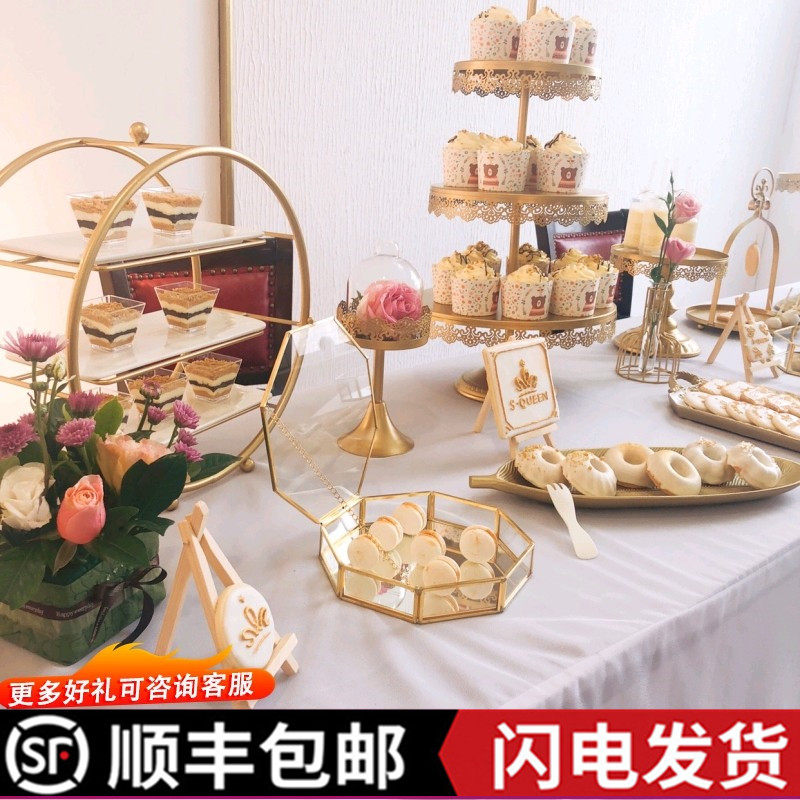 Dessert table hem Cold Dining tea hysteria Terrace Stands for Iron Art Bird Cage Lower Afternoon Tea Refreshment Rack Cake Racks