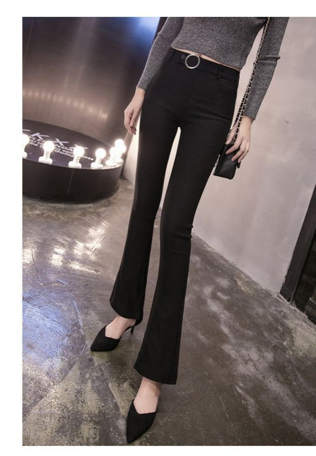 Quần micro-horn nữ mùa thu đông 2018 mới mặc quần legging nữ cộng với nhung là quần lửng 9 quần nữ màu đen quần đũi nữ