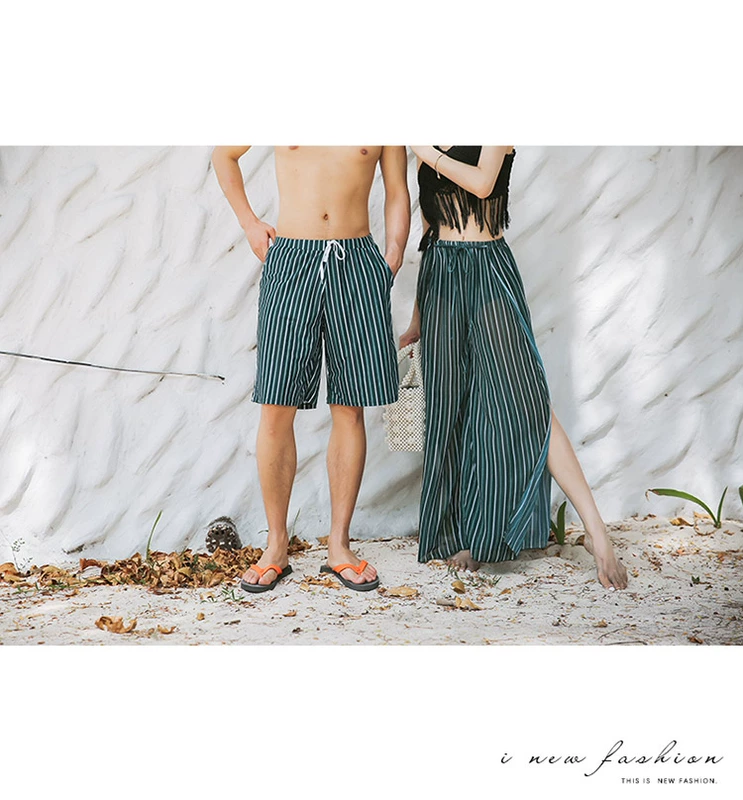 AS bãi biển cặp đôi áo tắm chia phù hợp với quần váy đùi tua rua nam và nữ đồ bơi kỳ nghỉ tuần trăng mật - Vài đồ bơi