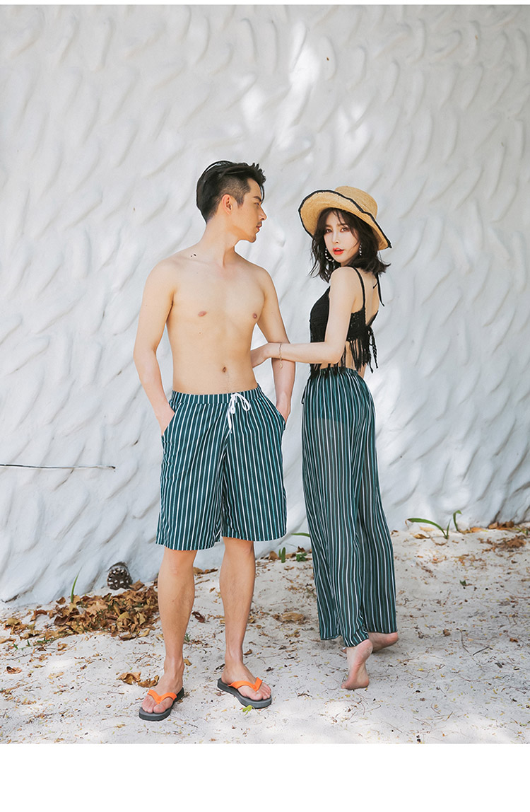 AS bãi biển cặp đôi áo tắm chia phù hợp với quần váy đùi tua rua nam và nữ đồ bơi kỳ nghỉ tuần trăng mật - Vài đồ bơi 	đồ đôi maxi đi biển