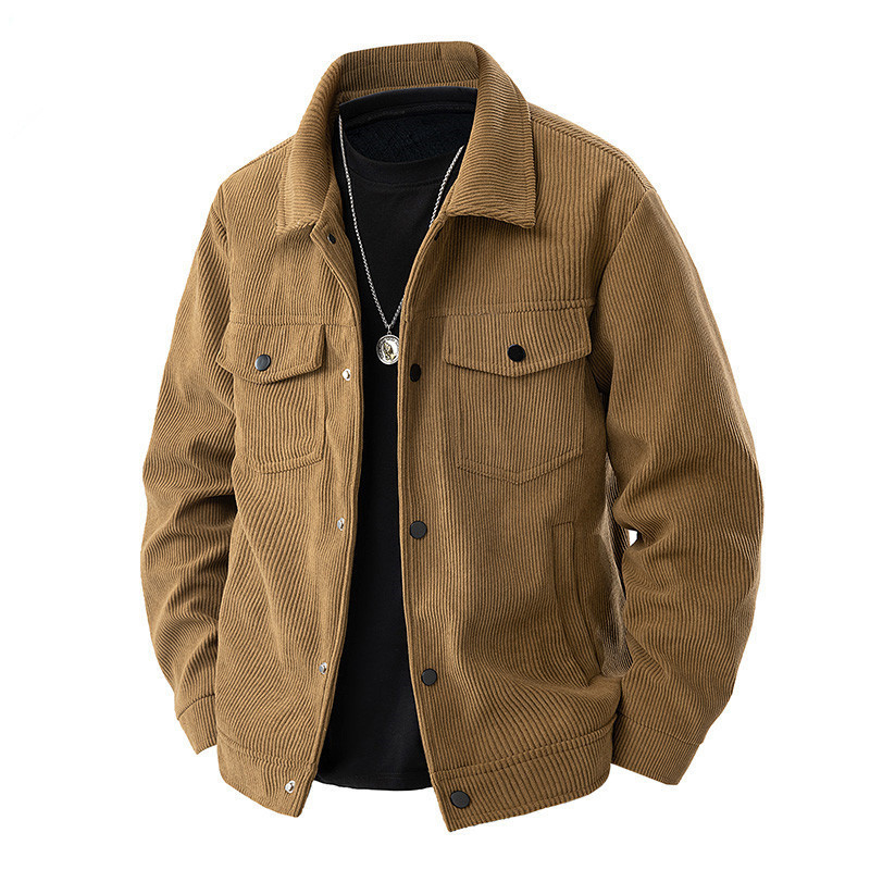 New Corduroy Jacket for Men, Spring and Autumn Trendy Versatile Men's Clothing, New American Retro Youth Jacket