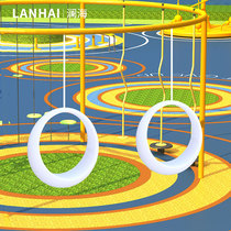 Internet celebrity luminous outdoor swing white round hanging basket ring hanging chair community park square large amusement facilities