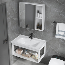 Balcony wall-mounted washbasin cabinet Composition Small family type ceramic washbasin toilet wall-mounted rental room washstand