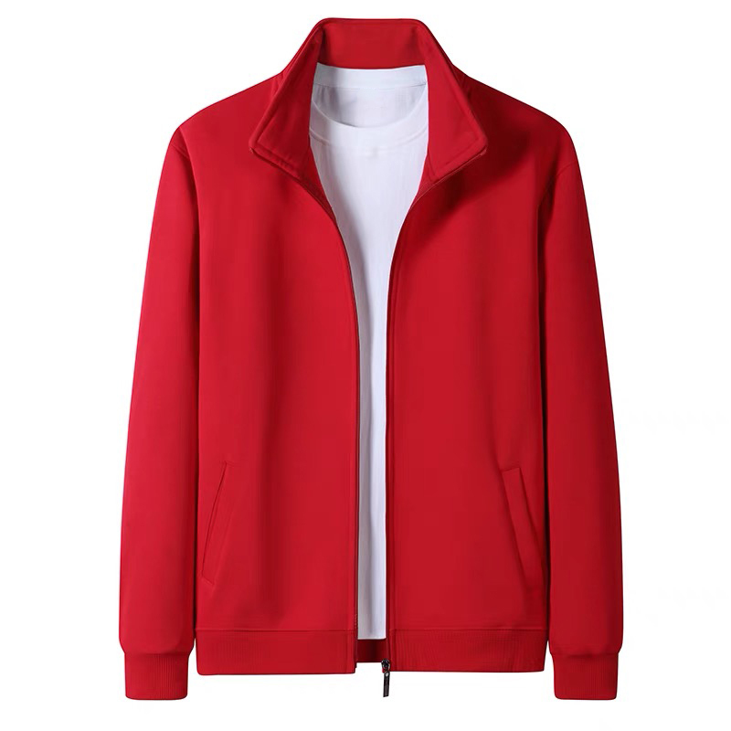 Spring and Summer Cotton Cardigan Sweatshirt, Unisex Sports Jacket, Loose Casual Autumn and Winter Thick Jacket, Men's Zodiac Year Red Top