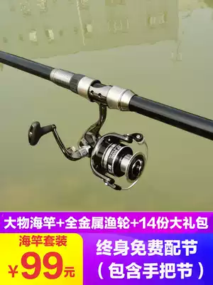 Sea rod set full metal fishing wheel fishing rod Sea rod full set of super hard throwing rod combination long throw rod throwing rod hook fishing rod