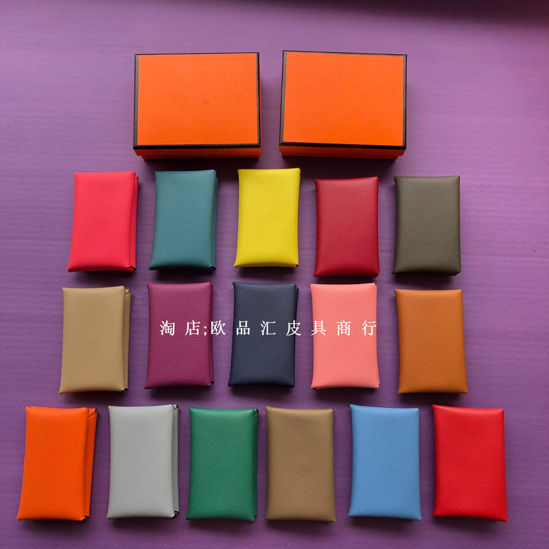 Free Shipping Card Holder Genuine Leather Business Card Holder Epsom Cowhide Small and Exquisite Coin Purse Calvi Hand-Sewn