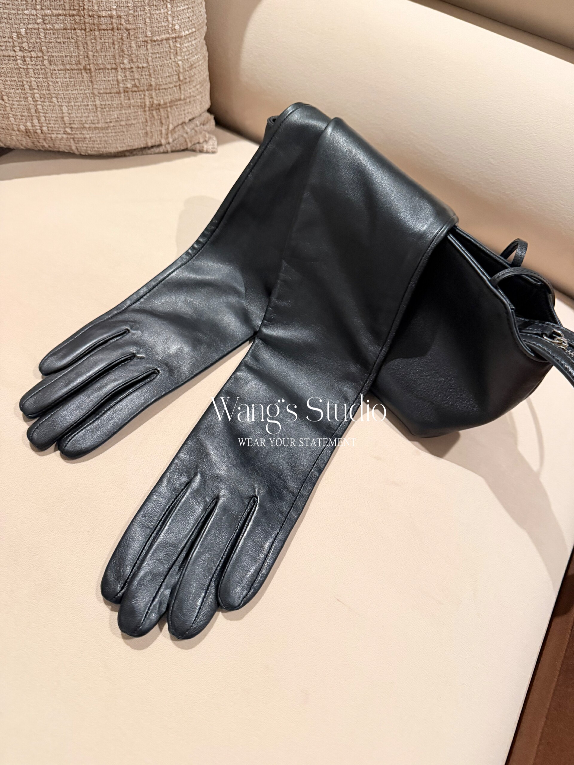 You need a pair to match all your winter outfits | Extra-long genuine leather autumn/winter touchscreen thin lambskin gloves